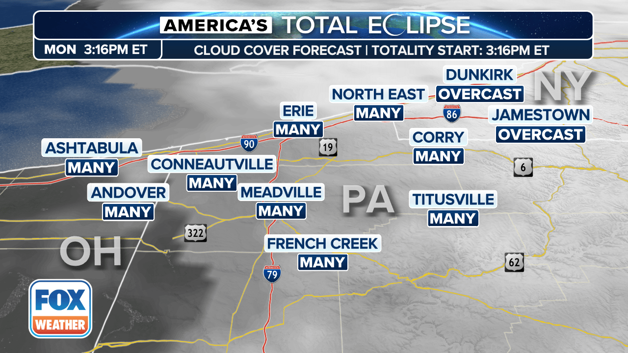 Total solar eclipse live tracker Cloud forecasts for cities, states in